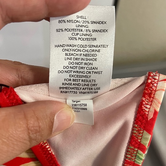 Shade & Shore Red Floral Bikini Top-NWT - Picture 6 of 6